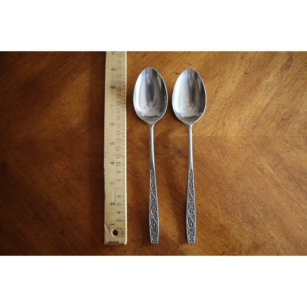 Lot 2x Imperial International IIC DAVOS Stainless Solid Serving Spoons 8.7"